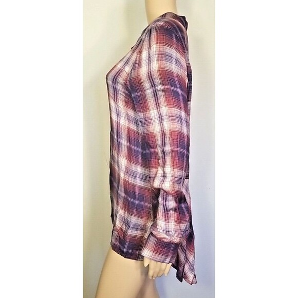 Liverpool Shirt Blouse Womens Medium Purple Plaid Button Up Long Sleeves      T3 - Picture 5 of 11